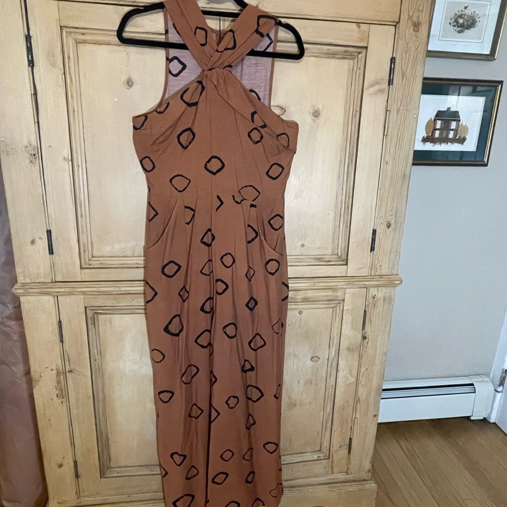 Eva Franco Brown Abatract print jumpsuit